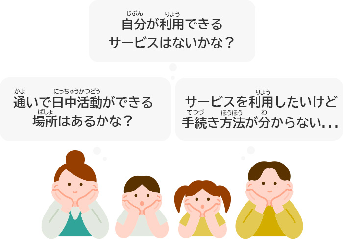 日中利用してもいい場所はないかな？サービスを利用したいけど手続き方法が分からない自分が利用できるサービスはないかな？