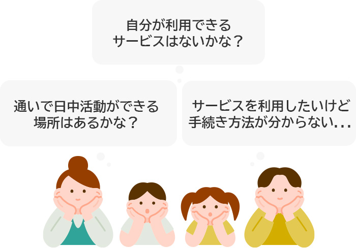 日中利用してもいい場所はないかな？サービスを利用したいけど手続き方法が分からない自分が利用できるサービスはないかな？